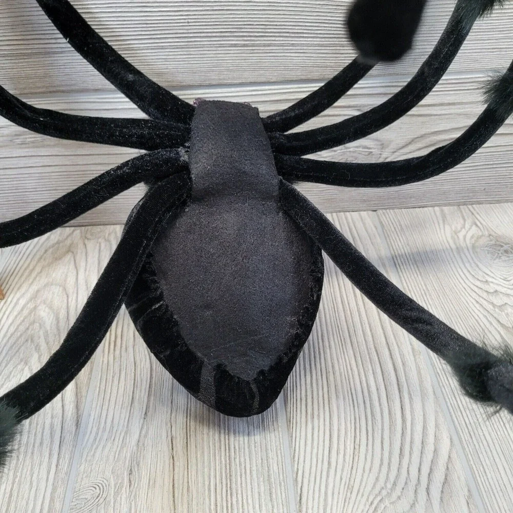 Unbranded Halloween Spider Decor Set Black Large Plush and Beaded Ornaments‎